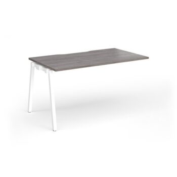 Connex Angled 1400 x 800 x 725mm Single Add On Bay - White Frame / Grey Oak Top - ACO148-AB-WH-GO
