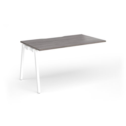 Connex Angled 1400 x 800 x 725mm Single Add On Bay - White Frame / Grey Oak Top - ACO148-AB-WH-GO