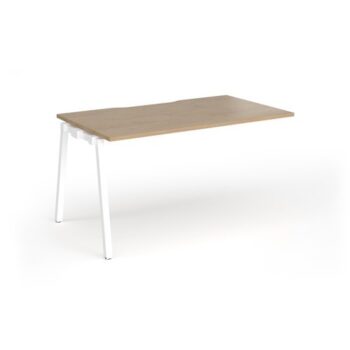 Connex Angled 1400 x 800 x 725mm Single Add On Bay - White Frame / Kendal Oak Top - ACO148-AB-WH-KO
