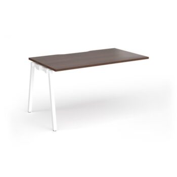 Connex Angled 1400 x 800 x 725mm Single Add On Bay - White Frame / Walnut Top - ACO148-AB-WH-W