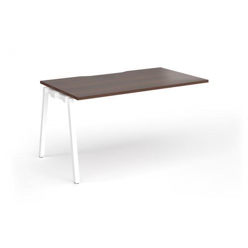 Connex Angled 1400 x 800 x 725mm Single Add On Bay - White Frame / Walnut Top - ACO148-AB-WH-W