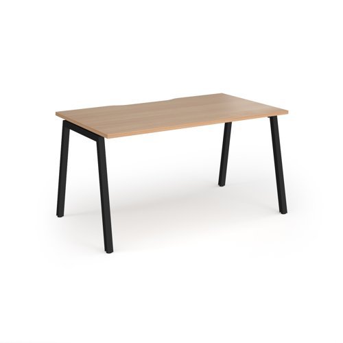Connex Angled 1400 x 800 x 725mm Single Desk - Black Frame / Beech Top - ACO148-K-B