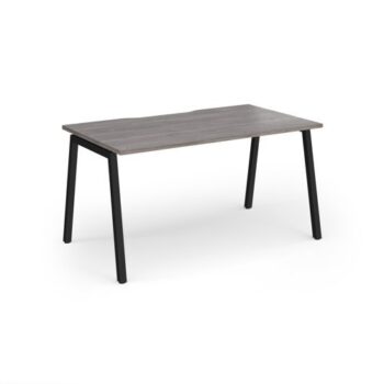 Connex Angled 1400 x 800 x 725mm Single Desk - Black Frame / Grey Oak Top - ACO148-K-GO