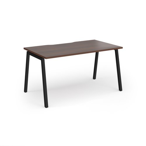 Connex Angled 1400 x 800 x 725mm Single Desk - Black Frame / Walnut Top - ACO148-K-W