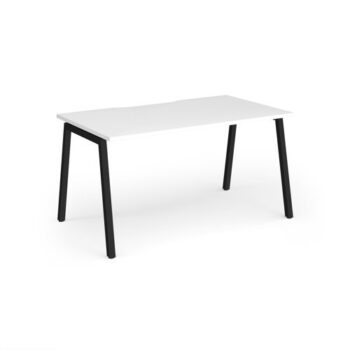Connex Angled 1400 x 800 x 725mm Single Desk - Black Frame / White Top - ACO148-K-WH