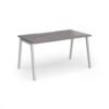 Connex Angled 1400 x 800 x 725mm Single Desk - Silver Frame / Grey Oak Top - ACO148-S-GO