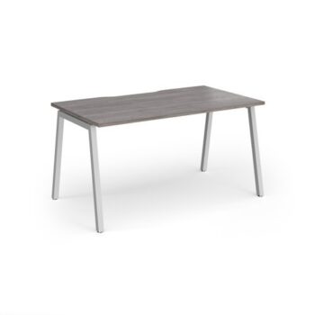 Connex Angled 1400 x 800 x 725mm Single Desk - Silver Frame / Grey Oak Top - ACO148-S-GO