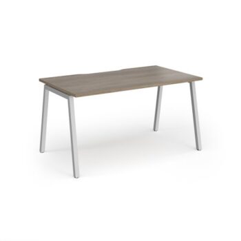Connex Angled 1400 x 800 x 725mm Single Desk - Silver Frame / Nebraska Oak Top - ACO148-S-NO