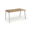 Connex Angled 1400 x 800 x 725mm Single Desk - Silver Frame / Oak Top - ACO148-S-O