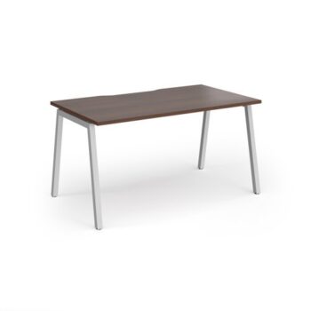 Connex Angled 1400 x 800 x 725mm Single Desk - Silver Frame / Walnut Top - ACO148-S-W