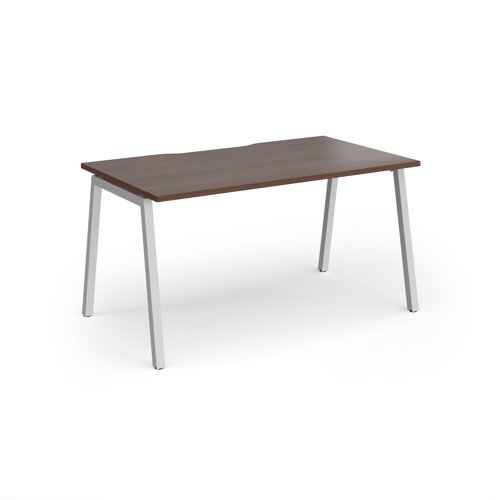 Connex Angled 1400 x 800 x 725mm Single Desk - Silver Frame / Walnut Top - ACO148-S-W