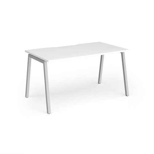 Connex Angled 1400 x 800 x 725mm Single Desk - Silver Frame / White Top - ACO148-S-WH