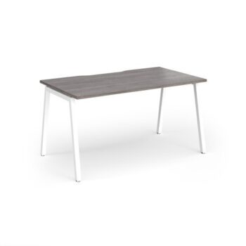 Connex Angled 1400 x 800 x 725mm Single Desk - White Frame / Grey Oak Top - ACO148-WH-GO