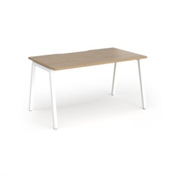 Connex Angled 1400 x 800 x 725mm Single Desk - White Frame / Kendal Oak Top - ACO148-WH-KO