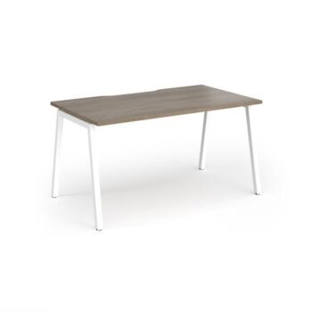 Connex Angled 1400 x 800 x 725mm Single Desk - White Frame / Nebraska Oak Top - ACO148-WH-NO