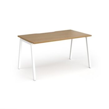 Connex Angled 1400 x 800 x 725mm Single Desk - White Frame / Oak Top - ACO148-WH-O