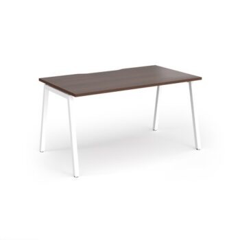 Connex Angled 1400 x 800 x 725mm Single Desk - White Frame / Walnut Top - ACO148-WH-W