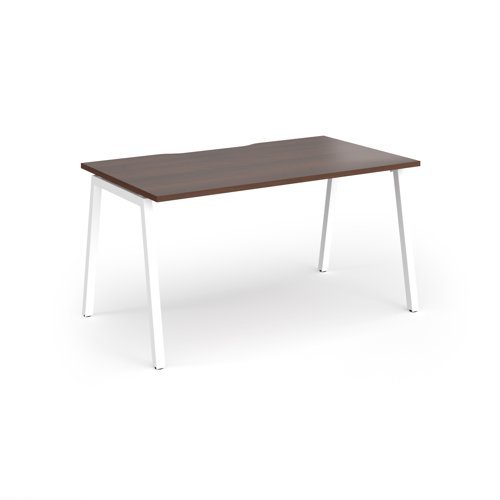 Connex Angled 1400 x 800 x 725mm Single Desk - White Frame / Walnut Top - ACO148-WH-W