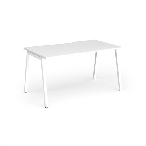 Connex Angled 1400 x 800 x 725mm Single Desk - White Frame / White Top - ACO148-WH-WH
