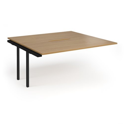 Connex Angled 1600 x 1600 x 725mm Back to Back Add On Bay - Black Frame / Oak Top - ACO1616-AB-K-O