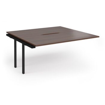 Connex Angled 1600 x 1600 x 725mm Back to Back Add On Bay - Black Frame / Walnut Top - ACO1616-AB-K-W