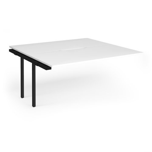Connex Angled 1600 x 1600 x 725mm Back to Back Add On Bay - Black Frame / White Top - ACO1616-AB-K-WH
