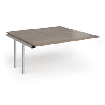 Connex Angled 1600 x 1600 x 725mm Back to Back Add On Bay - Silver Frame / Nebraska Oak Top - ACO1616-AB-S-NO