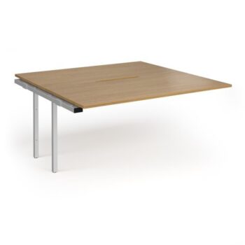 Connex Angled 1600 x 1600 x 725mm Back to Back Add On Bay - Silver Frame / Oak Top - ACO1616-AB-S-O
