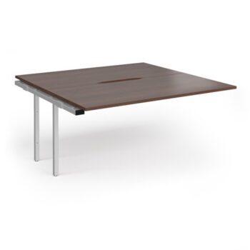 Connex Angled 1600 x 1600 x 725mm Back to Back Add On Bay - Silver Frame / Walnut Top - ACO1616-AB-S-W