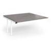 Connex Angled 1600 x 1600 x 725mm Back to Back Add On Bay - White Frame / Grey Oak Top - ACO1616-AB-WH-GO