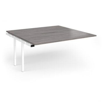 Connex Angled 1600 x 1600 x 725mm Back to Back Add On Bay - White Frame / Grey Oak Top - ACO1616-AB-WH-GO