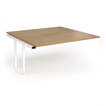 Connex Angled 1600 x 1600 x 725mm Back to Back Add On Bay - White Frame / Oak Top - ACO1616-AB-WH-O