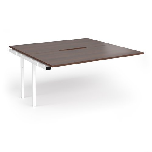 Connex Angled 1600 x 1600 x 725mm Back to Back Add On Bay - White Frame / Walnut Top - ACO1616-AB-WH-W