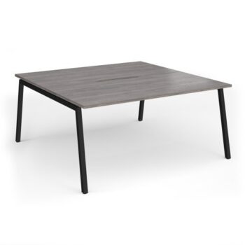 Connex Angled 1600 x 1600 x 725mm Back to Back Desk ( 2 x 1600mm ) - Black Frame / Grey Oak Top - ACO1616-K-GO
