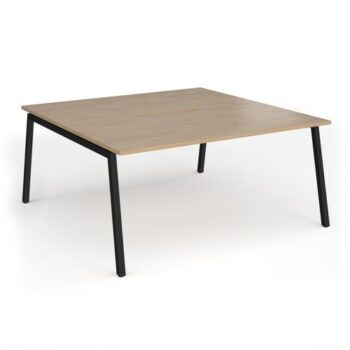 Connex Angled 1600 x 1600 x 725mm Back to Back Desk ( 2 x 1600mm ) - Black Frame / Kendal Oak Top - ACO1616-K-KO