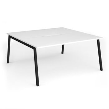 Connex Angled 1600 x 1600 x 725mm Back to Back Desk ( 2 x 1600mm ) - Black Frame / White Top - ACO1616-K-WH