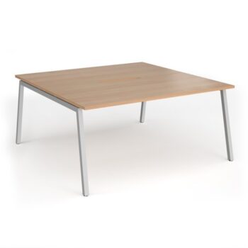 Connex Angled 1600 x 1600 x 725mm Back to Back Desk ( 2 x 1600mm ) - Silver Frame / Beech Top - ACO1616-S-B