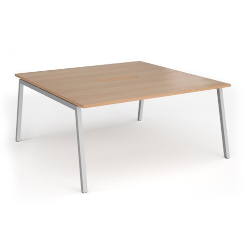 Connex Angled 1600 x 1600 x 725mm Back to Back Desk ( 2 x 1600mm ) - Silver Frame / Beech Top - ACO1616-S-B