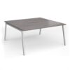 Connex Angled 1600 x 1600 x 725mm Back to Back Desk ( 2 x 1600mm ) - Silver Frame / Grey Oak Top - ACO1616-S-GO