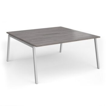 Connex Angled 1600 x 1600 x 725mm Back to Back Desk ( 2 x 1600mm ) - Silver Frame / Grey Oak Top - ACO1616-S-GO