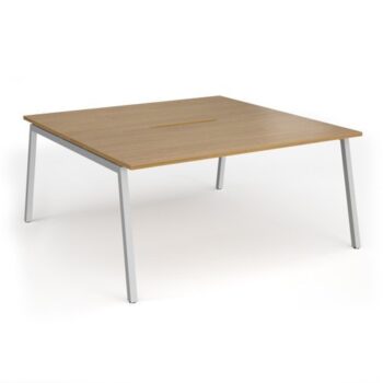 Connex Angled 1600 x 1600 x 725mm Back to Back Desk ( 2 x 1600mm ) - Silver Frame / Oak Top - ACO1616-S-O