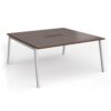 Connex Angled 1600 x 1600 x 725mm Back to Back Desk ( 2 x 1600mm ) - Silver Frame / Walnut Top - ACO1616-S-W