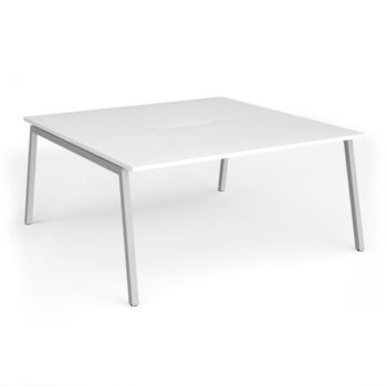 Connex Angled 1600 x 1600 x 725mm Back to Back Desk ( 2 x 1600mm ) - Silver Frame / White Top - ACO1616-S-WH