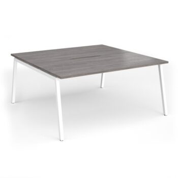 Connex Angled 1600 x 1600 x 725mm Back to Back Desk ( 2 x 1600mm ) - White Frame / Grey Oak Top - ACO1616-WH-GO