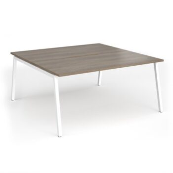 Connex Angled 1600 x 1600 x 725mm Back to Back Desk ( 2 x 1600mm ) - White Frame / Nebraska Oak Top - ACO1616-WH-NO