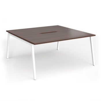 Connex Angled 1600 x 1600 x 725mm Back to Back Desk ( 2 x 1600mm ) - White Frame / Walnut Top - ACO1616-WH-W