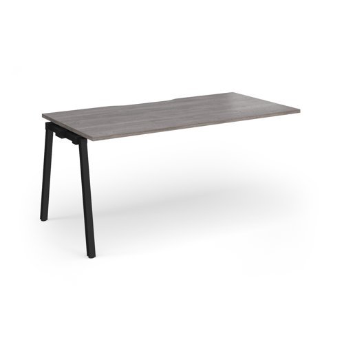 Connex Angled 1600 x 800 x 725mm Single Add On Bay - Black Frame / Grey Oak Top - ACO168-AB-K-GO