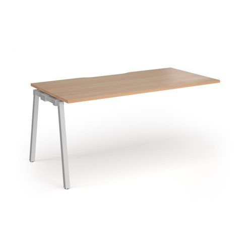 Connex Angled 1600 x 800 x 725mm Single Add On Bay - Silver Frame / Beech Top - ACO168-AB-S-B