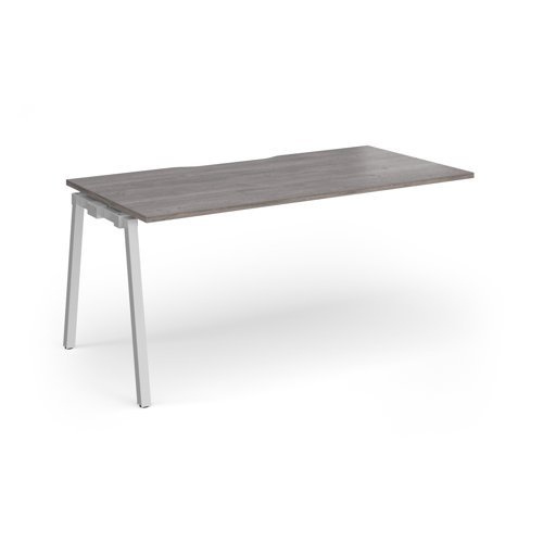 Connex Angled 1600 x 800 x 725mm Single Add On Bay - Silver Frame / Grey Oak Top - ACO168-AB-S-GO