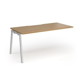 Connex Angled 1600 x 800 x 725mm Single Add On Bay - Silver Frame / Oak Top - ACO168-AB-S-O
